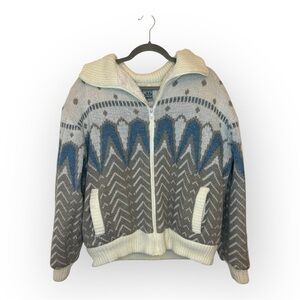 Vintage Outdoor Exchange Sherpa Knit Jacket Retro Winter Ski Lodge Sweater Large